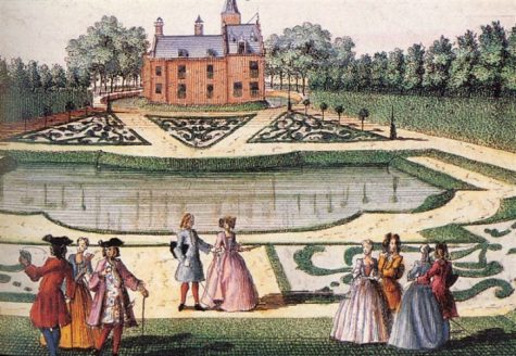 Promenading in a country garden