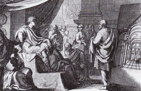 A depiction of Vitruvius presenting De Architectura to Augustus - taken from Vitruvius on Archtitecture by Thomas Gordon Smith (Wikipedia)
