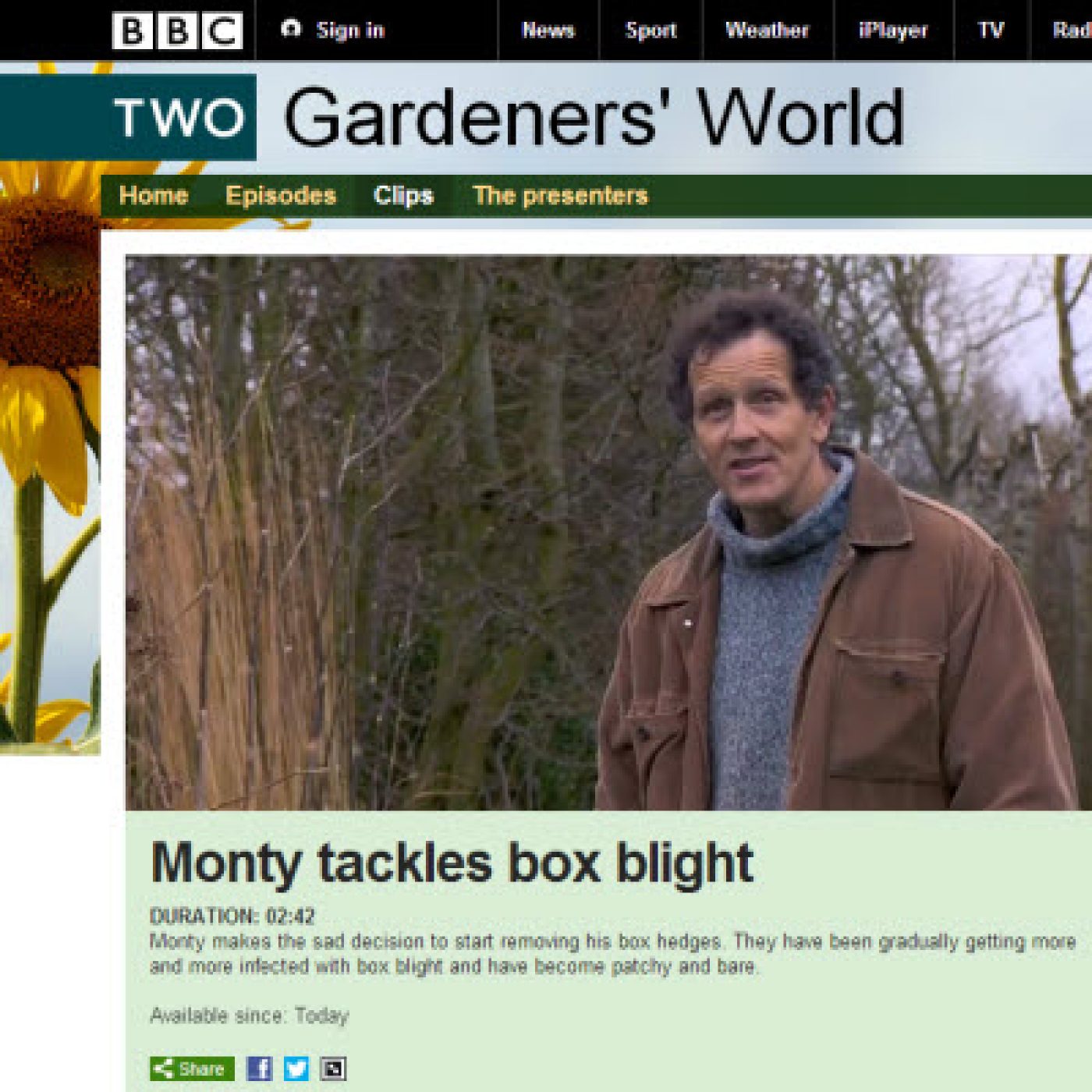 BBC Gardeners World Box Blight